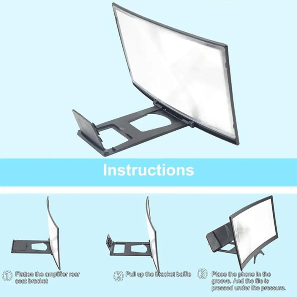12 Inches 3D Phone Screen Magnifier Movie Video Amplifier Holder Enlarger Screen Smart Phones Magnifying Bracket