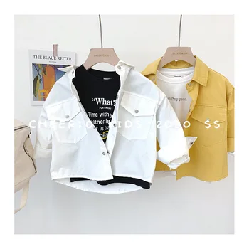 

Children Workwear Solid Color Shirt 2020 Spring New Style Korean-style Long-sleeve Blouse Casual Versatile Loose-Fit Cardigan To
