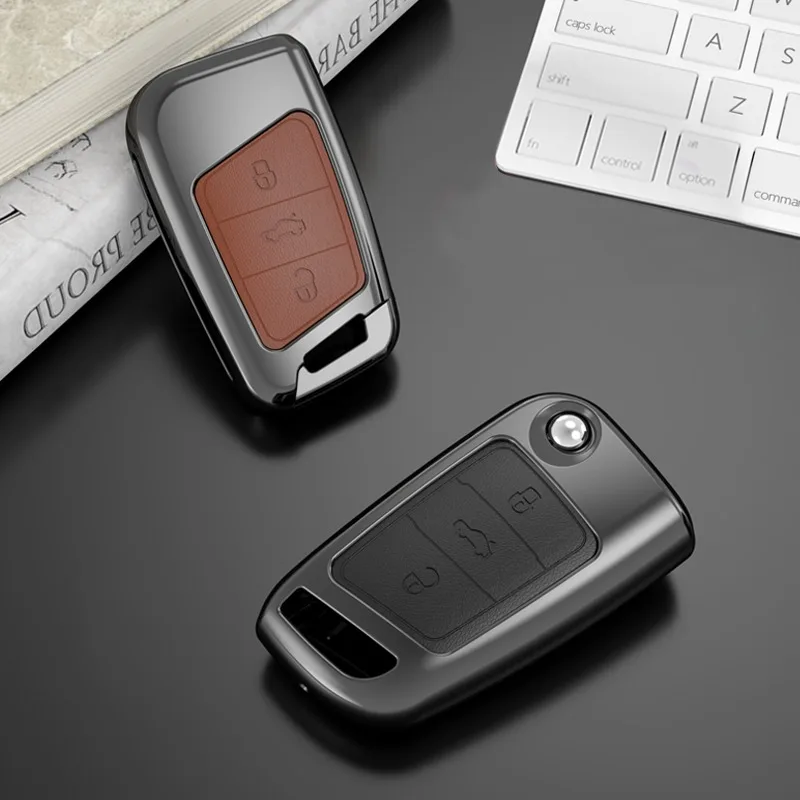 Zinc Alloy Car Key Cover For VW Volkswagen Magotan Passat B8 Skoda Superb Kodiaq A7 Smart Keychain Remote Fob Protector Case key case key case cover car key shell