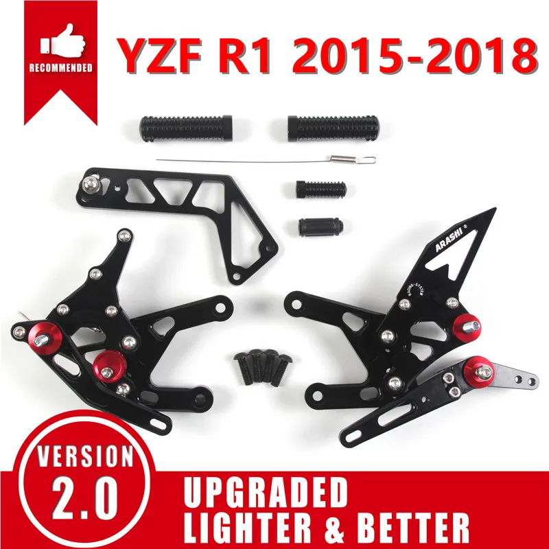 Араши ЧПУ Регулируемые подножки для YAMAHA YZF R1 YZF-R1 2005- подножки Rearset для ног 2012 2013 - Цвет: Black R1 2015-2018