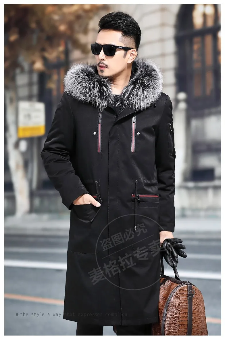 Real Fur Coat Men Rabbit Fur Coat Real Fur Parka Mens Clothing Fox Fur Collar Winter Coat Men Casaco MA8201NX809 YY1125