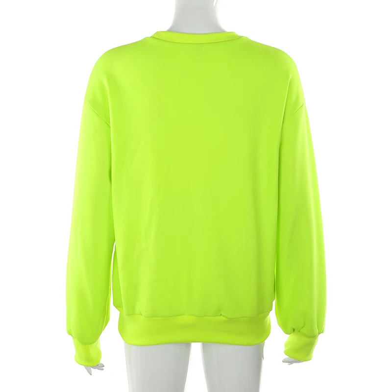 Darlingaga, уличная одежда, свободный неоновый зеленый свитер для женщин, пуловер с буквенным принтом, повседневные зимние Толстовки, Толстовки, одежда Kpop