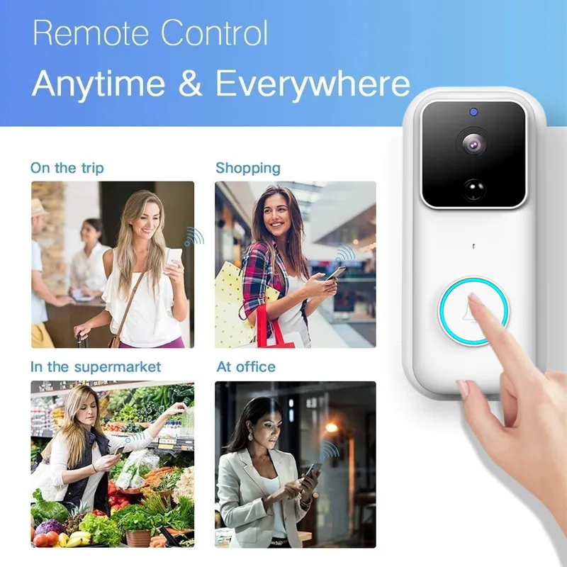 

WiFi Door Bell Smart Doorbell IR APP Visitor Two Way Audio Motion Detection Universal Night Vision Multifunctional
