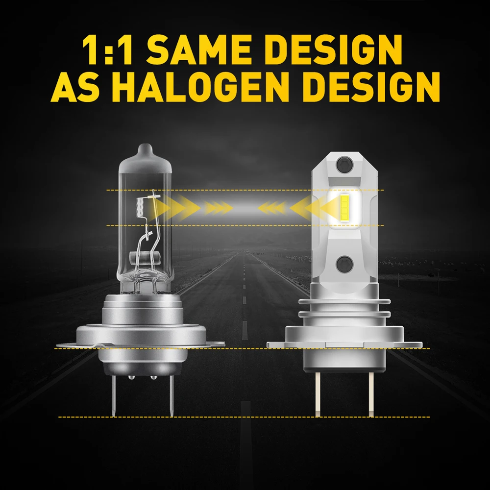 AUXITO-bombilla LED sin ventilador para faro delantero de coche, Bombilla blanca de 6500K, 12V, 12000LM, CSP, H7, 1:1, 2 uds. - Imagen 3