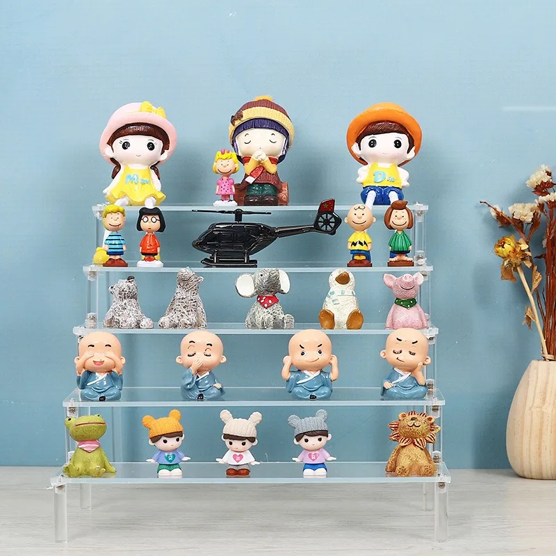 1-5 Tier Acrylic Display Stand,Clear Display Riser Rack for Cupcake,Perfume Doll Décor and Organizer Amiibo Funko POP Figures