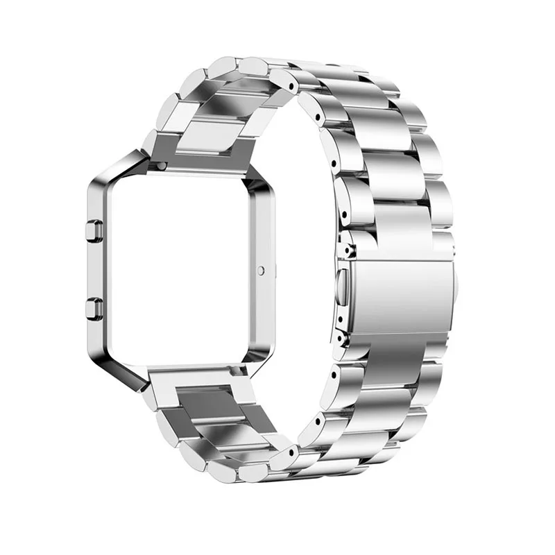 Ремешок из нержавеющей стали, ремешок для часов, чехол с рамкой для Fitbit Blaze, сменный классический браслет, ремешок для часов - Цвет ремешка: Silver