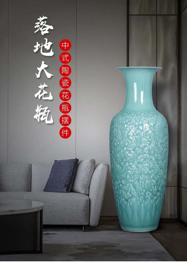 Цзиндэчжэнь керамика китайский стиль лучшие вазы украшения Celadon ручной резной цветок аранжирование традиционное ремесло ручной работы 3 модели