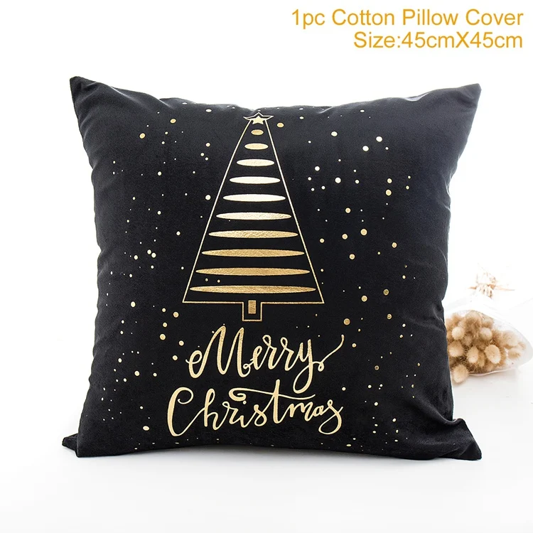 Xmas Pillowcase 1 Рождественская наволочка из хлопка зеленого и черного цвета с горячей штамповкой, Рождественский Декор для дома, декор для рождественской вечеринки, Новогодняя - Цвет: Xmas Pillowcase 1
