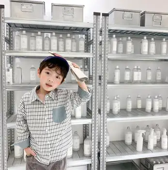 

2020 new boys plaid shirt spring cotton fashion kids top 3-8 years HM768