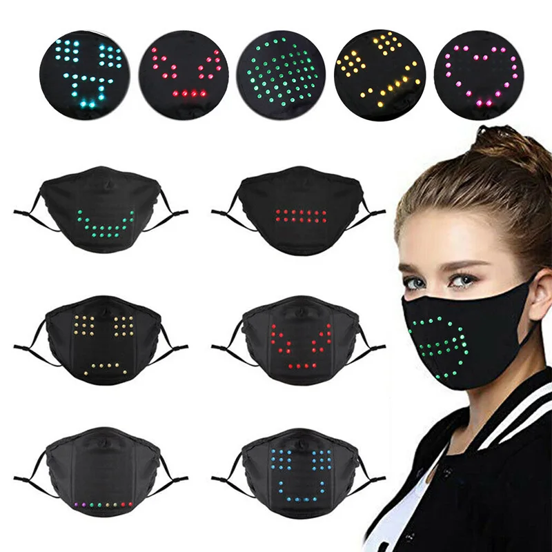NEW Voice Activated LED Mask Control with 5 Light-Emitting USB Charging DIY Reusable Cosplay Decoration Festive Party Supplies | Дом и сад