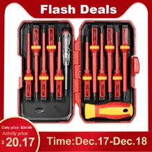 KKmoon 13 шт. VDE Набор отверток с изоляцией CR-V напряжение 1000 В Магнитная крестообразная отвертка Прочные ручные инструменты