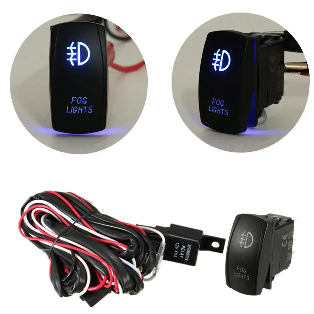 

Universal Blue LED Fog Light Driving Lamp Wiring Harness Fuse Switch 12V 40A Relay Wiring Harness Fog Light Switch