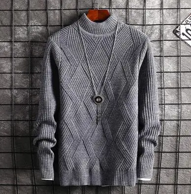 Light Gray RUIHUO, однотонный полосатый зимний свитер, мужские пальто, Рождественский пуловер и свитер для мужчин, зимнее пальто, мужские свитера для осени, Новинка XXXL - Цвет: Light Gray