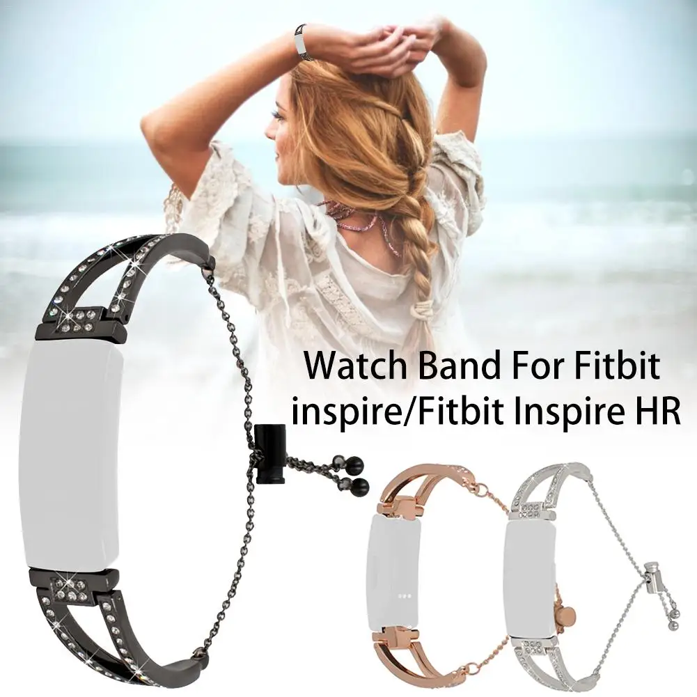 Металлический ремешок со стразами из нержавеющей стали для Fitbit Inspire HR смарт-браслет ажурные браслеты с цепочкой