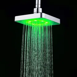 LED Lights Top Spray Temperature Sensing Colorful 6-inch Large Bathroom Fittings Decoration Accessories Rainfall Shower Head