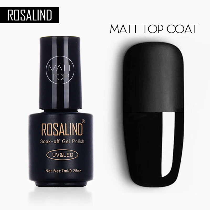 ROSALIND, УФ гель для ногтей, гибридный Набор лаков, маникюрный лак для ногтей, матовый топ, полуперманентный, чистый, базовый, верхний слой, геллак, 7 мл - Цвет: Matt