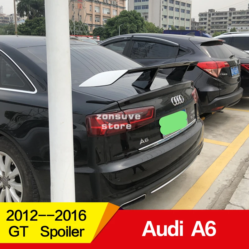Использовать для Audi A6 S6 спойлер 2012 13 14 15 16 лет ABS пластмассовый задний декоративное крыло EX стиль GT Спортивные Аксессуары