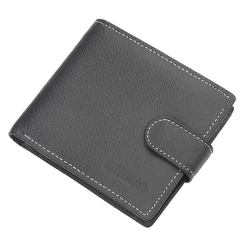 

Men's Wallet Cowhide Short Retro Zipper Buckle Wallet New Black First Layer Cowhide 2% Wallet Car Stitching
