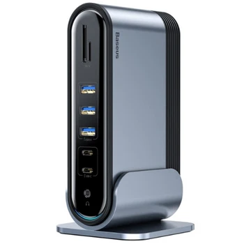 

Baseus USB C HUB to Multi HDMI/VGA USB 3.0 with Power Adapter Docking Station SD/TF Card Reader for PC Mac Laptop