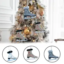 3 шт., Рождественская обувь для скейтборда в скандинавском стиле, подвеска из плюша, полый деревянный кулон для украшения рождественской елки