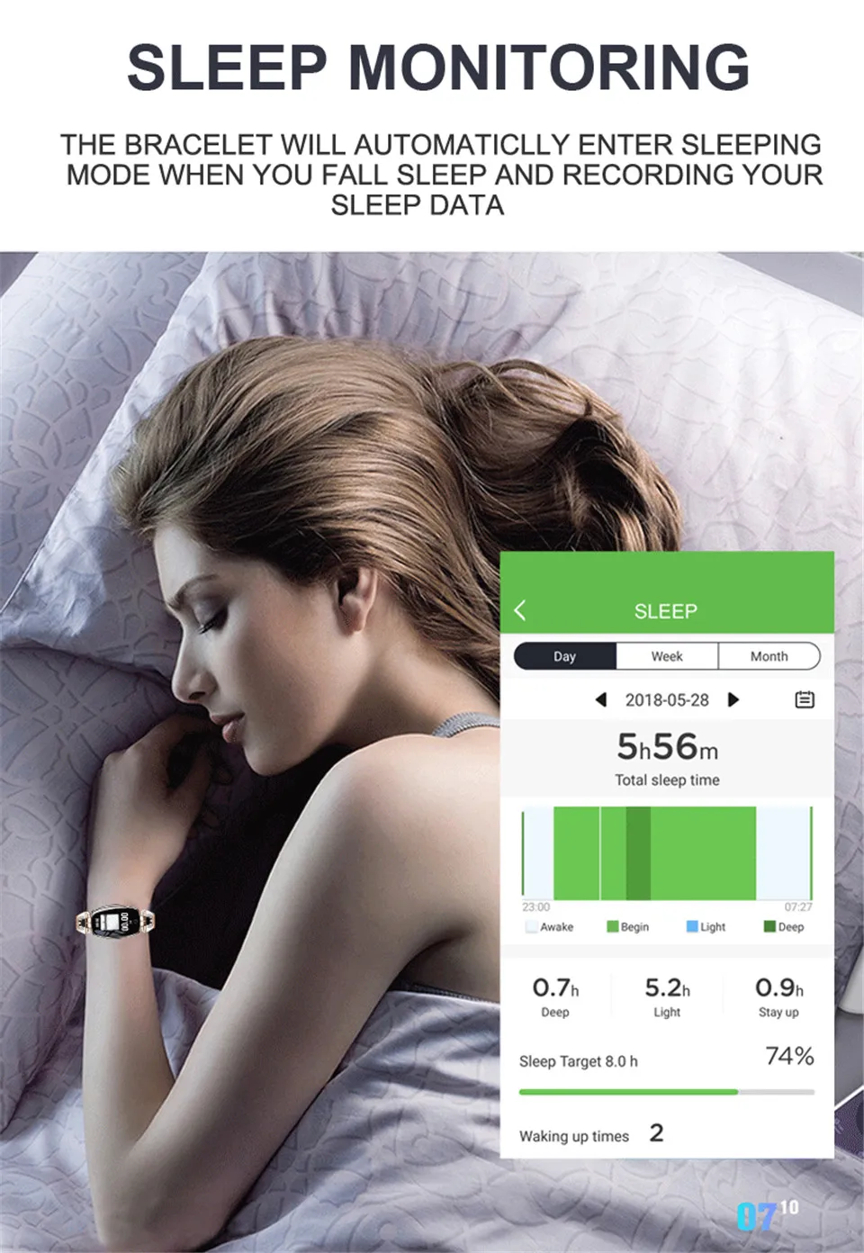 Женские Смарт-часы-браслет с шагомером, пульсометром, монитором здоровья, напоминанием о звонках, Smartwatch, подключением к телефону Android IOS