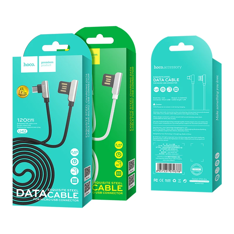 HOCO U42 24 шт./лот 1,2 м Прочный USB кабель для iPhone type C кабель Micro кабель для samsung USB C кабель