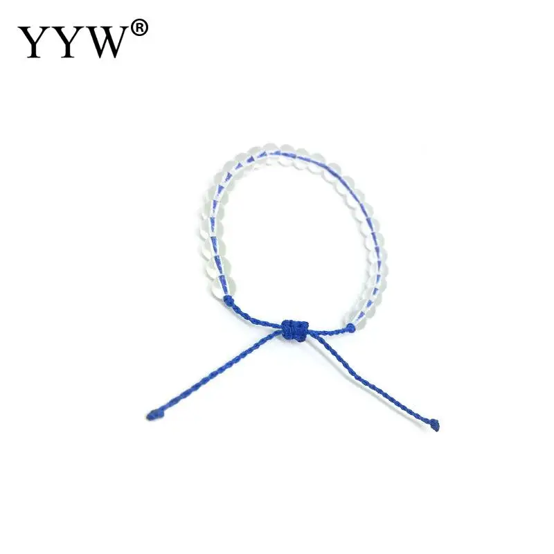 royal blue Унисекс Прозрачные стеклянные бусины браслет хлопок шнур цепи красочные регулируемые пара ювелирных изделий Аксессуары высокого качества браслет - Окраска металла: royal blue
