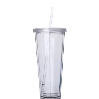

Double-layer plastic anti-scalding hand straw cup Premium Grade Acrylic Double Walled Dishwasher Safe Versatile