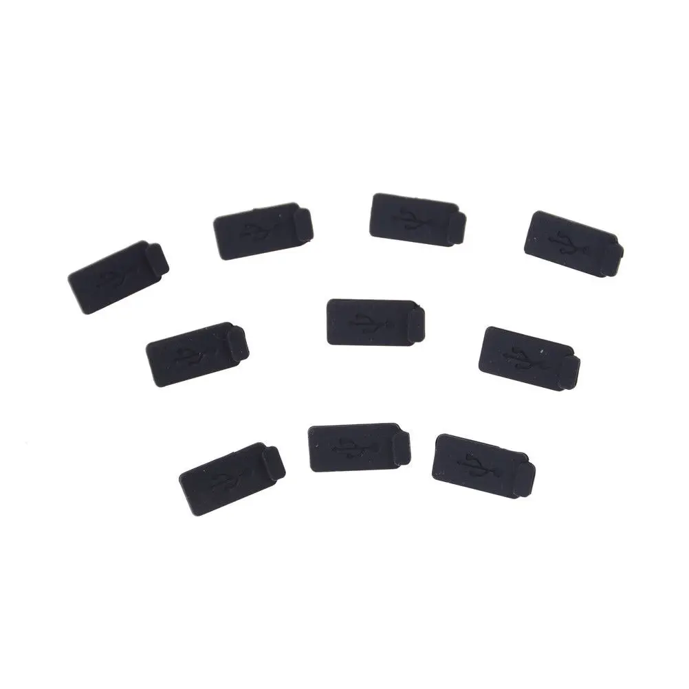 10pcs Black PC Laptop USB Plug Cover Stopper Rubber Soft Silicon Dust Cap Al