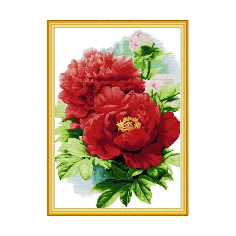 Картина для вышивки крестиком Joy Sunday цветы с пионами рукоделия Искусственная