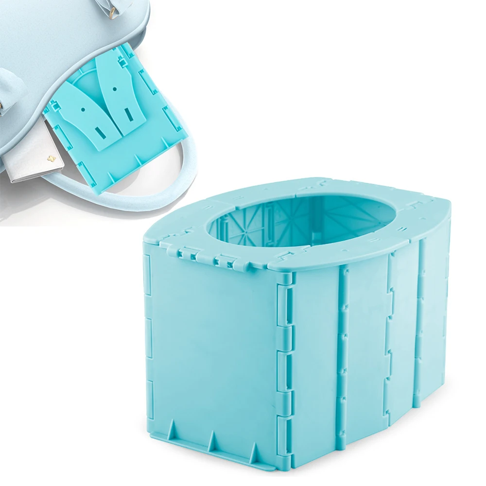 

Portable Toilet Seat Blue Outdoor Travel Camping Car Folding Potty Toilet Supplies with Plastic Bags for Baby (Pink Blue)