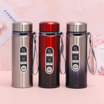 

520&750&900ml Creative Simple Large-capacity Portable Vacuum Flask Fashion Rope Gradient Color Water Cup Custom Gift Daily Use