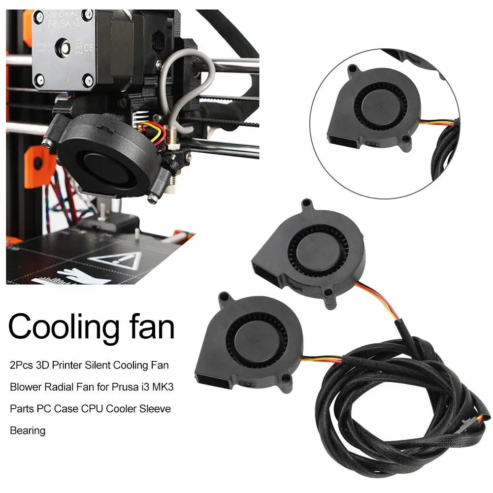 2 Pieces 5015 50mm DC 24V 12V 5V Ball/Sleeve Brushless Cooling Turbine Blower Fan x 15mm Cooler for 3D Printer | Компьютеры и офис