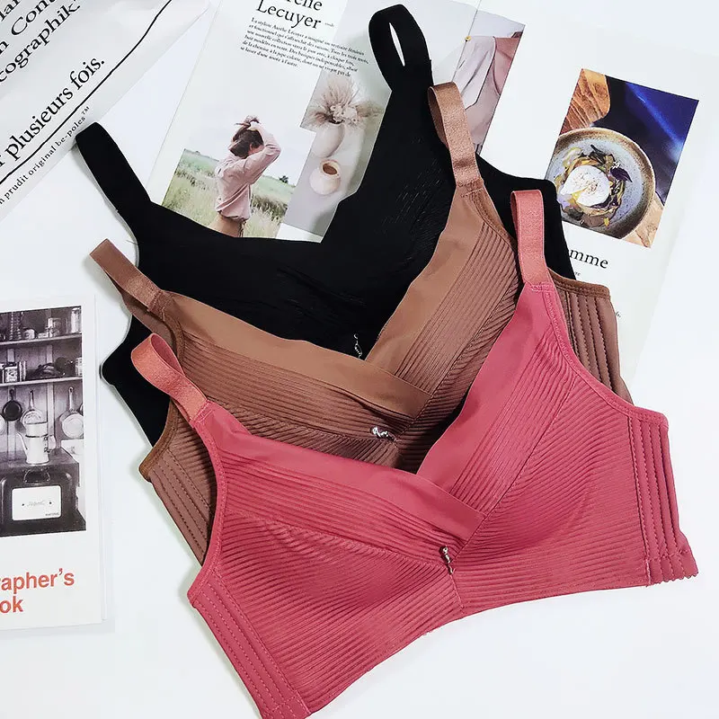 

Women Plus Size Bra Wireless Bras Lingerie Push Up Brassiere Comfort Bralette Female Big Size Underwear Fashion Intimates 90C #F