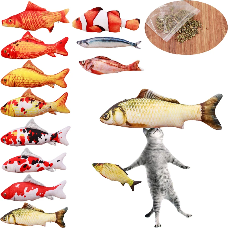 

Cat Toys Fish 3D Fish Shape Catnip Toys For Kitten Fish Stuffed Pillow Doll Simulation Fish Playing Pet Supplies For Cats