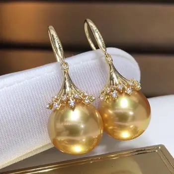 Fine Jewelry Pure 18 K Rose Gold Natural Philippine Origin 11-12 Ocean Golden Round Pearl Earrings for Women Fine Pearl Earrings 5