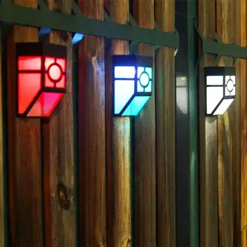 

2 LED Solar Wall Light Waterproof Colorful Garden Path Landscape Fence Yard Lamp No Wiring Installation Simple and Convenient
