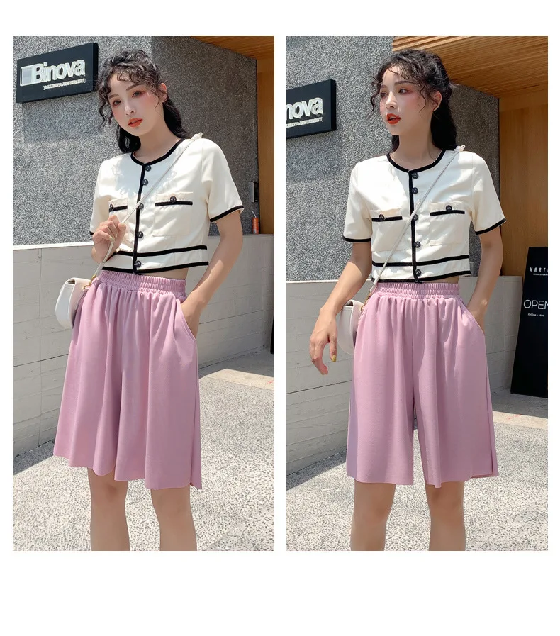 2021 New Summer Ice Silk Middle Pants Grey Black White Comfortable Breathable Shorts for Woman Casual Pants Clothes Wholesale corduroy pants