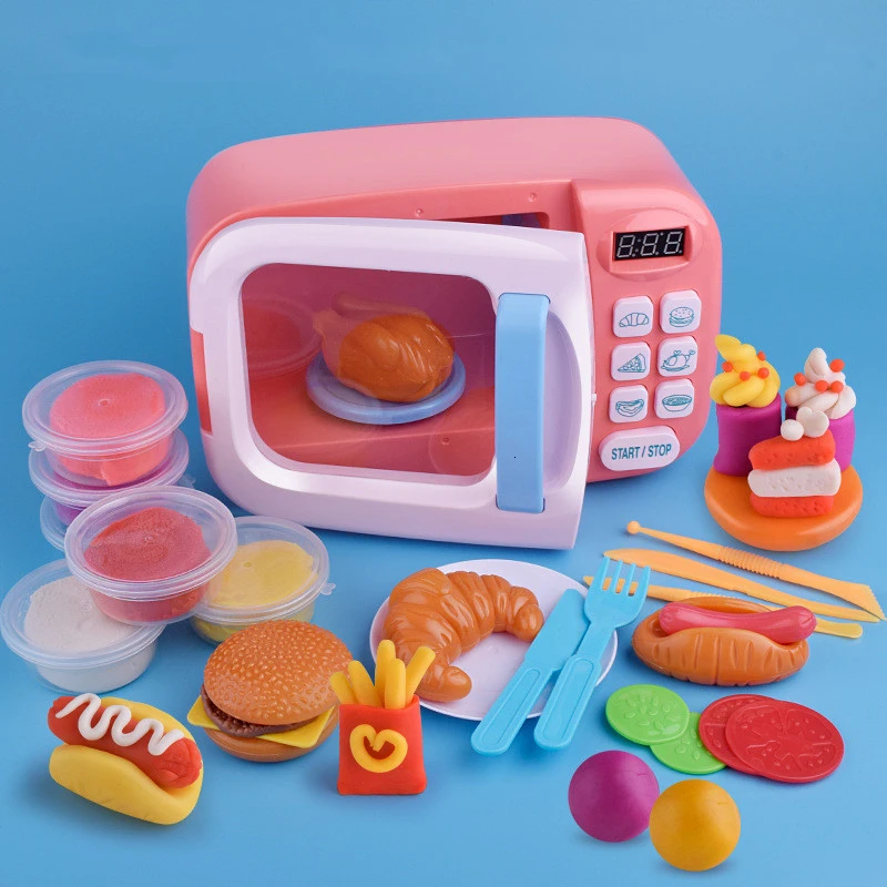 

Children's Simulation Multi-functional Small Appliances Microwave/Oven With Sound And Light Timing Kids Playhouse Kitchen Toys