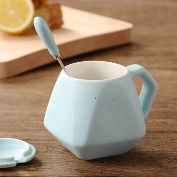 

Simple Modern Ceramic Mug Coffee with Lid and Spoon Nordic White Milk Mugs for Couple Kubek Ceramiczny Home Espresso Mug MM50MK