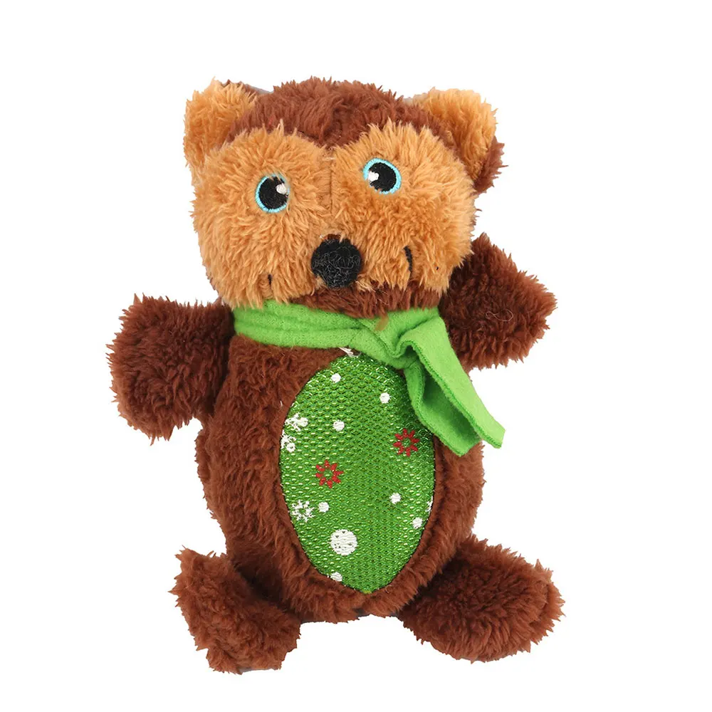 Brown Bear Рождественские игрушки собаки Санта Клаус Олень жевательные игрушки для щенков милые кусающие веревки звуковые игрушки для домашних животных собаки плюшевые игрушки - Цвет: Brown Bear