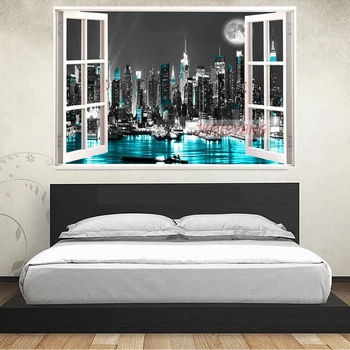 

Full Square Drill 5D DIY Diamond Painting New York City night view outside the window Embroidery Cross Stitch Mosaic Y3576