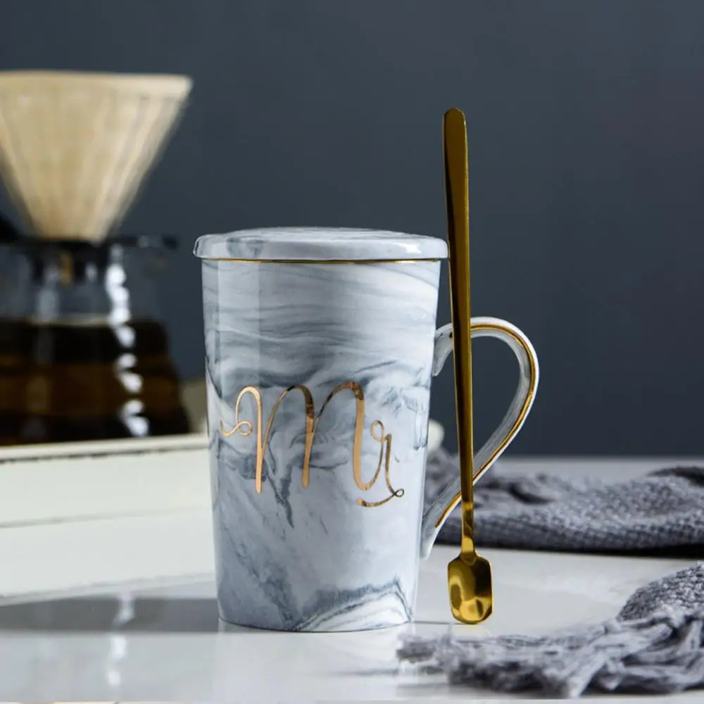 Простой Фламинго керамическая чашка Подарочная коробка набор на заказ с покрытым совком мраморный знак чашка подарок золотая линия