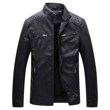 

Fleece Leather Jacket Men Autumn Wineter PU Leather Jackets Businessmen Motorcycles British Mens Leather Jacket Jaqueta De Couro