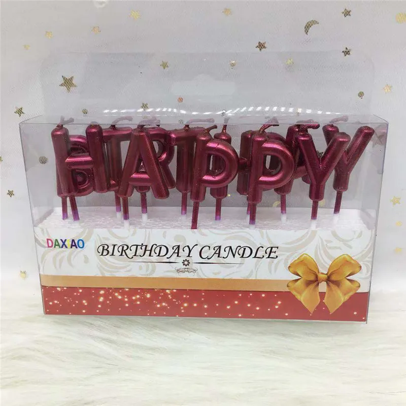 4 1 комплект, милые золотые свечи с надписью «Happy Birthday», Топпер для торта, Детские вечерние праздничные свечки для украшения торта - Цвет: 4