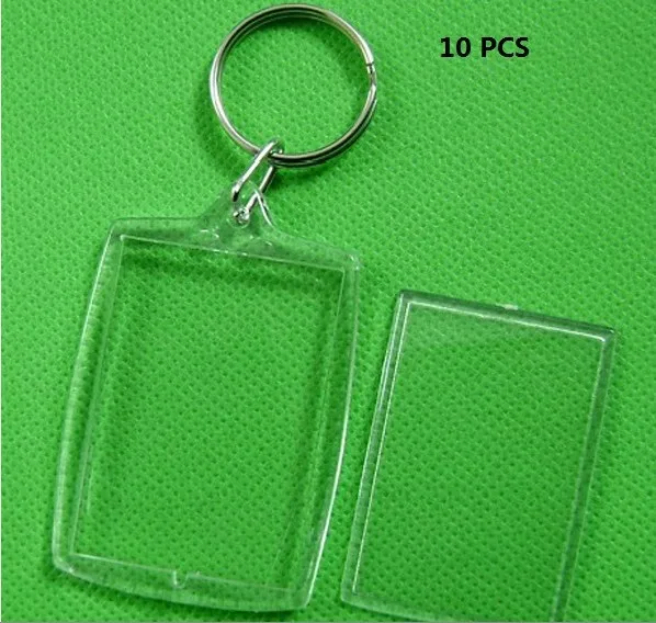 

10pcs New Arrival Brief Transparent Blank Insert Photo Picture Frame Key Ring Chain Split Ring KeyChain Wholesale