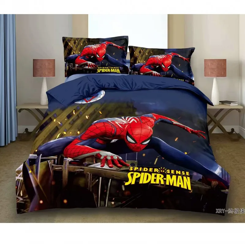 spiderman 1 3D печатных Постельное белье Эльзы из мультфильма "Холодное сердце", «Анна», «Рапунцель»; для девочек и мальчиков тонкие туфли постельное белье пододеяльник, наволочки для подушек для 0,9 м-1,2 м кровать - Цвет: spiderman 1
