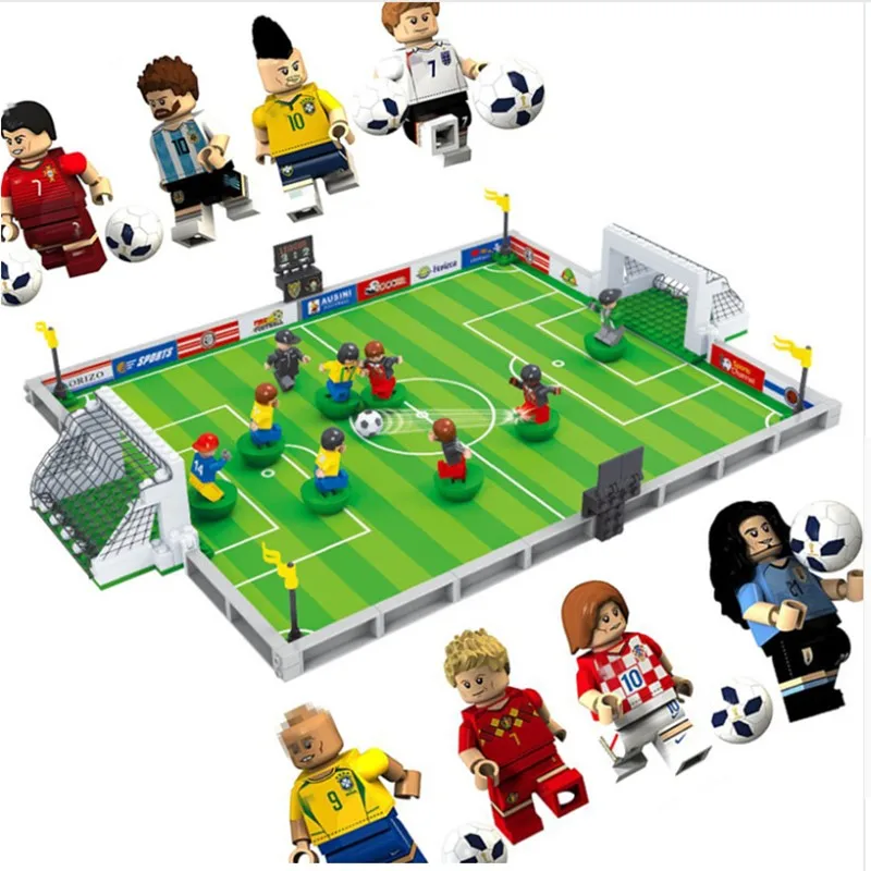 25590 world soccer City Football Field fit Soccer figures city Model Building Bricks Blocks diy Toys gift kid winning cup