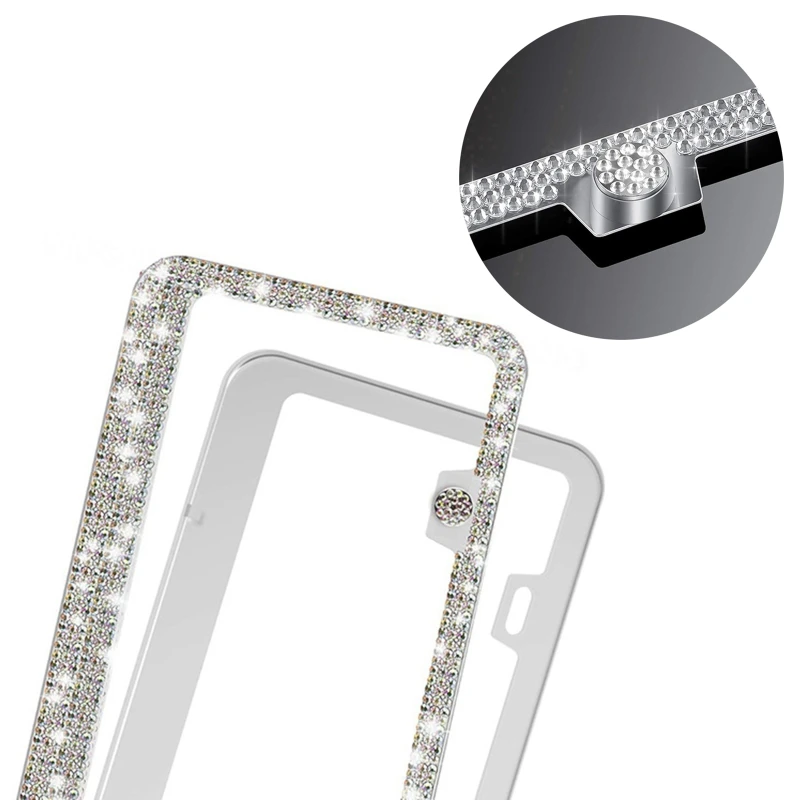 

Classic License Plate Covers Holder 2 Screw Holes Blingbling Decorative Design