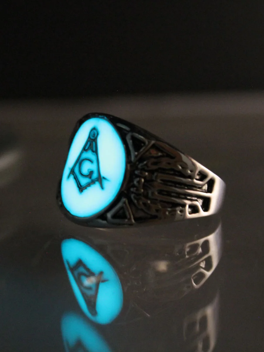 Finger Ring New glow ring Free and Accepted Masons Ring men women Glowing Ring Luminous freemason rings gift Glow In The Dark Jewelry
